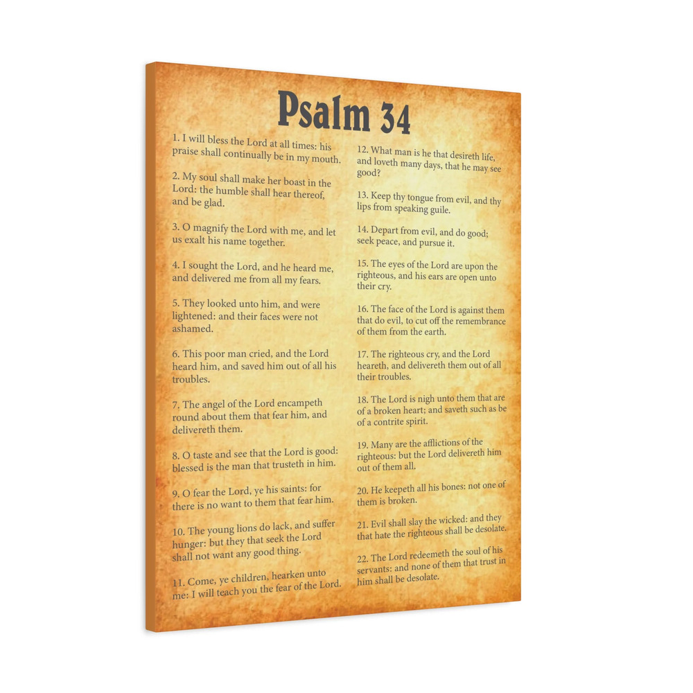 Scripture Walls Psalm 34 Gold Bible Chapter Canvas Christian Wall Art